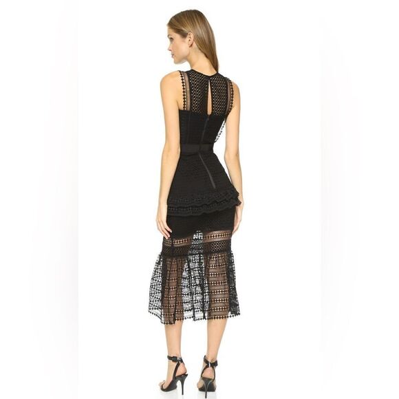 Authentic Self-Portrait Frilled Column Dress Mesh Laser Cut Dress - Picture 3 of 15